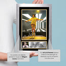 Billie Eilish poster print, design 1 shown in a silver frame, unofficial music wall art