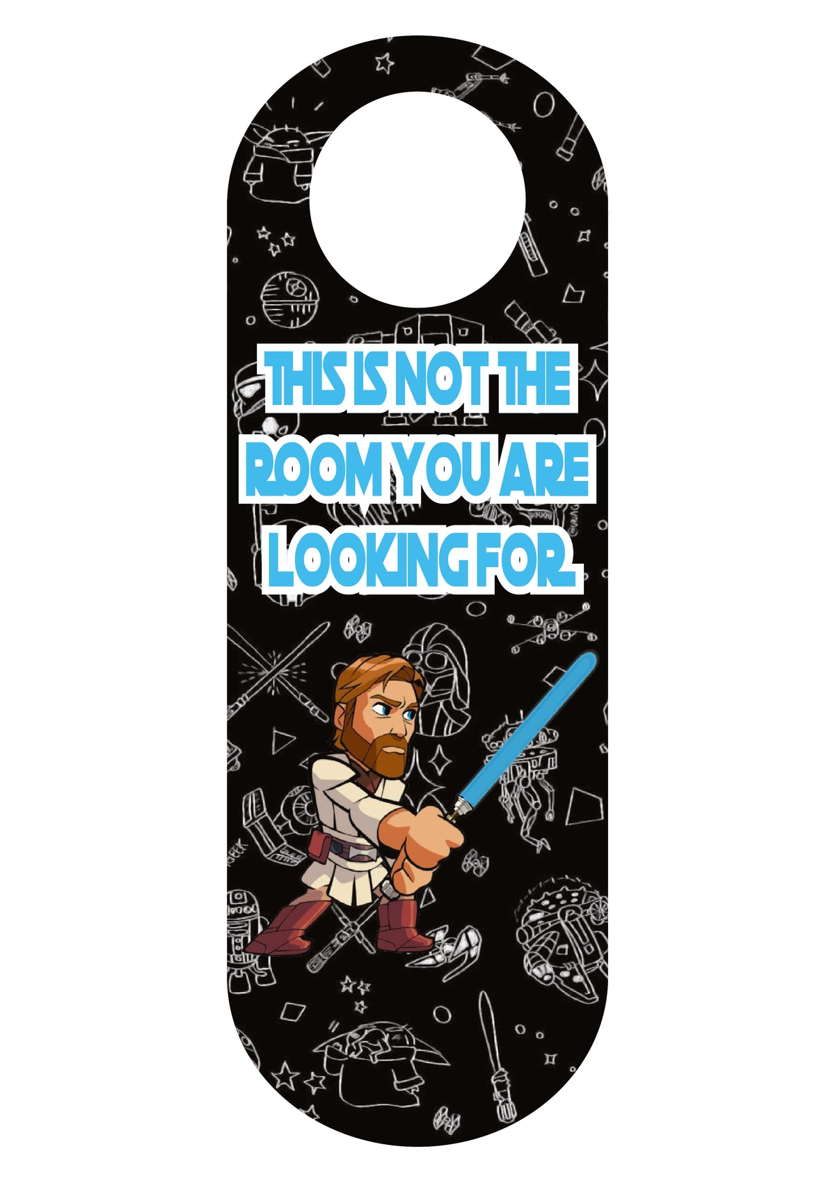 This Is Not the Room You Are Looking For Door Hanger – Funny Sci-Fi Sign – Pack of 4 – Funny sci-fi door hanger reading This is not the room you are looking for