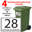 Personalised wheelie bin sticker design 1 shown on a wheelie bin