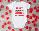 Daddy's little Valentine baby grow with name showing the printed design on the front