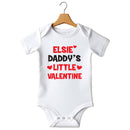 Flat mockup of the Daddy's little Valentine design on a short-sleeve baby vest
