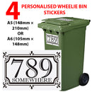 Personalised wheelie bin sticker design 10 shown on a wheelie bin