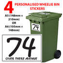 Personalised wheelie bin sticker design 29 shown on a wheelie bin