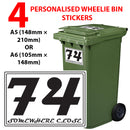 Personalised wheelie bin sticker design 26 shown on a wheelie bin