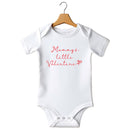 Flat mockup of the Mummy's little Valentine design on a short-sleeve baby vest