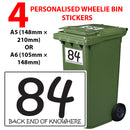 Personalised wheelie bin sticker design 24 shown on a wheelie bin
