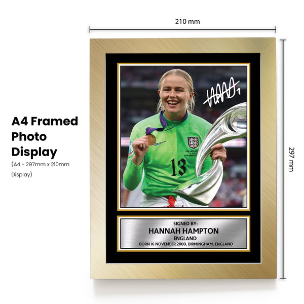 Hannah Hampton poster print shown in a gold frame, unofficial sports wall art