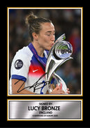 Lucy Bronze poster print, trophy design shown as a print, unofficial sports wall art