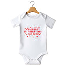 Flat mockup of the 1st Valentine's Day name design on a short-sleeve baby vest