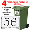Personalised wheelie bin sticker design 25 shown on a wheelie bin