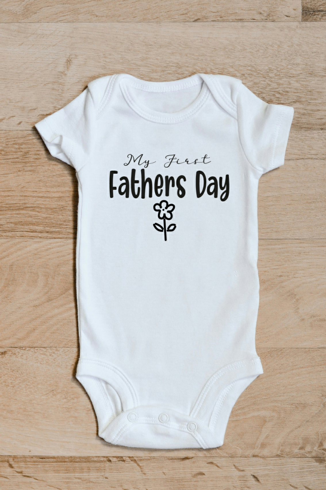 My First Father's Day Baby Grow – Keepsake Baby Vest – First Father's Day Gift – My First Father's Day baby grow showing the printed design on the front