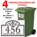 Personalised wheelie bin sticker design 9 shown on a wheelie bin