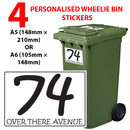 Personalised wheelie bin sticker design 28 shown on a wheelie bin