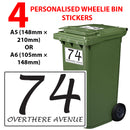 Personalised wheelie bin sticker design 30 shown on a wheelie bin