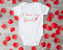 I love my Uncle baby grow showing the printed design on the front