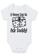 Flat mockup of the if Mammy says no funny design on a short-sleeve baby vest