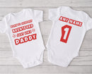 Personalised football baby grow with Born to Support Brentford like Daddy design, personalised with baby's name