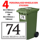 Personalised wheelie bin sticker design 2 shown on a wheelie bin