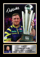 Luke Littler poster print, champion design shown as a print, unofficial sports wall art