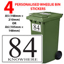 Personalised wheelie bin sticker design 20 shown on a wheelie bin