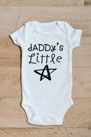 Daddy's little star baby grow showing the printed design on the front
