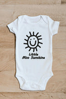 Sunshine slogan baby grow showing the printed design on the front