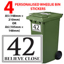 Personalised wheelie bin sticker design 15 shown on a wheelie bin