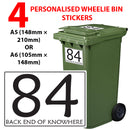 Personalised wheelie bin sticker design 22 shown on a wheelie bin