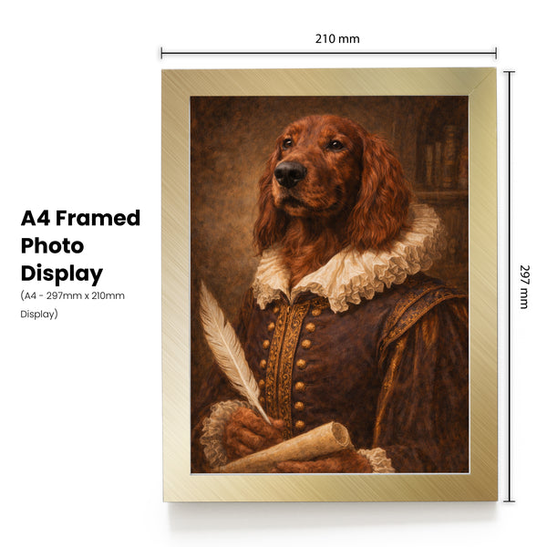 Personalised Shakespeare pet portrait mockup, Version 1 – a dog or cat as William Shakespeare