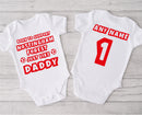 Personalised football baby grow with Born to Support Nottingham Forest like Daddy design, personalised with baby's name