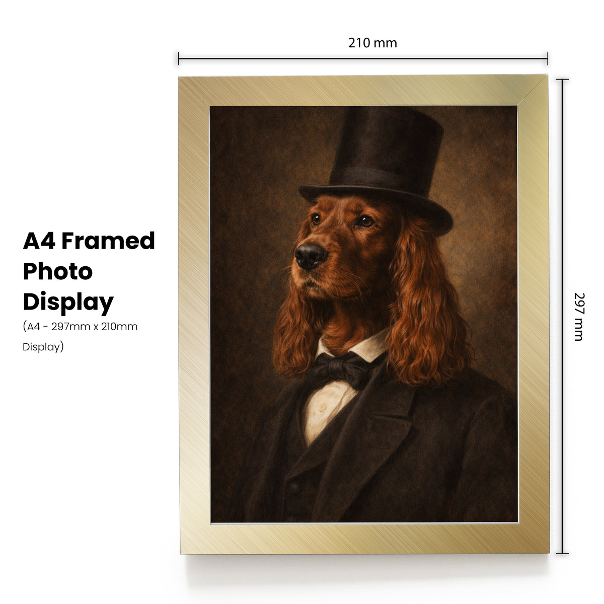 Personalised Pet Portrait – Your Dog or Cat as Abraham Lincoln – Custom Print or Framed – Personalised Lincoln pet portrait mockup, Version 1 – a dog or cat as Abraham Lincoln