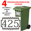 Personalised wheelie bin sticker design 6 shown on a wheelie bin