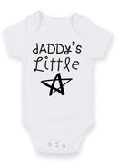 Flat mockup of the Daddy's little star design on a short-sleeve baby vest