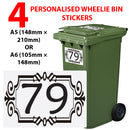 Personalised wheelie bin sticker design 11 shown on a wheelie bin
