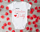 My First Valentine is my Daddy baby vest showing the printed design on the front