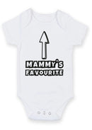 Flat mockup of the Mammy's favourite design on a short-sleeve baby vest