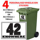 Personalised wheelie bin sticker design 16 shown on a wheelie bin