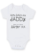 Flat mockup of the happy Father's Day child's writing design on a short-sleeve baby vest