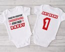 Personalised football baby grow with Born to Support Bournemouth like Daddy design, personalised with baby's name