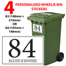 Personalised wheelie bin sticker design 21 shown on a wheelie bin