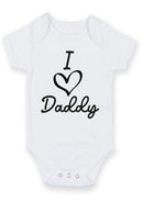 Flat mockup of the I heart Daddy design on a short-sleeve baby vest
