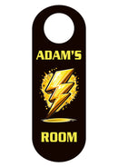 Personalised bedroom door hanger reading Adam's Room