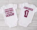 Personalised football baby grow with Born to Support Aston Villa like Daddy design, personalised with baby's name