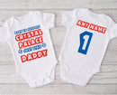 Personalised football baby grow with Born to Support Crystal Palace like Daddy design, personalised with baby's name