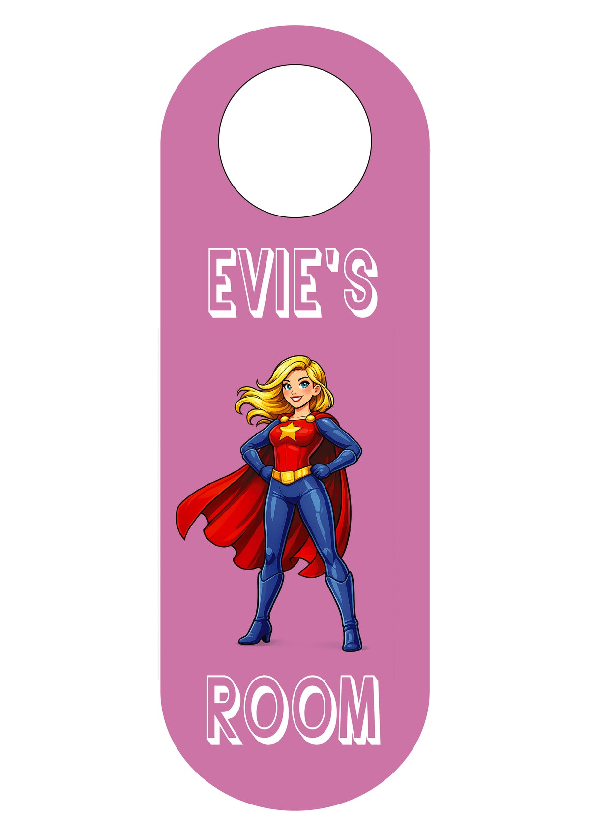 Personalised Kids Bedroom Door Hanger – Name Sign – Pack of 4 – Personalised Kids Bedroom Door Hanger – personalised kids door hanger reading Evie's Room