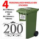 Personalised wheelie bin sticker design 8 shown on a wheelie bin