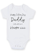 Flat mockup of the happy Father's Day design on a short-sleeve baby vest