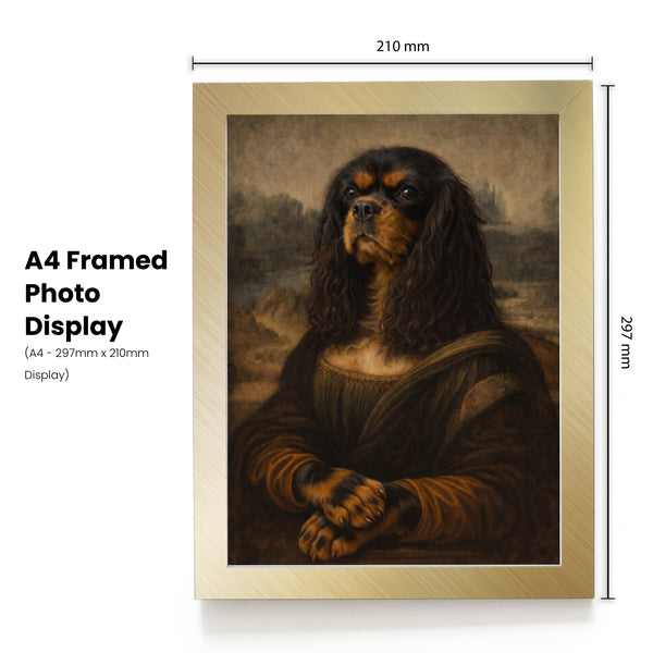 Personalised Mona Lisa pet portrait mockup, Version 1 – a dog or cat as the Mona Lisa