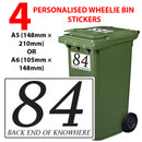 Personalised wheelie bin sticker design 23 shown on a wheelie bin
