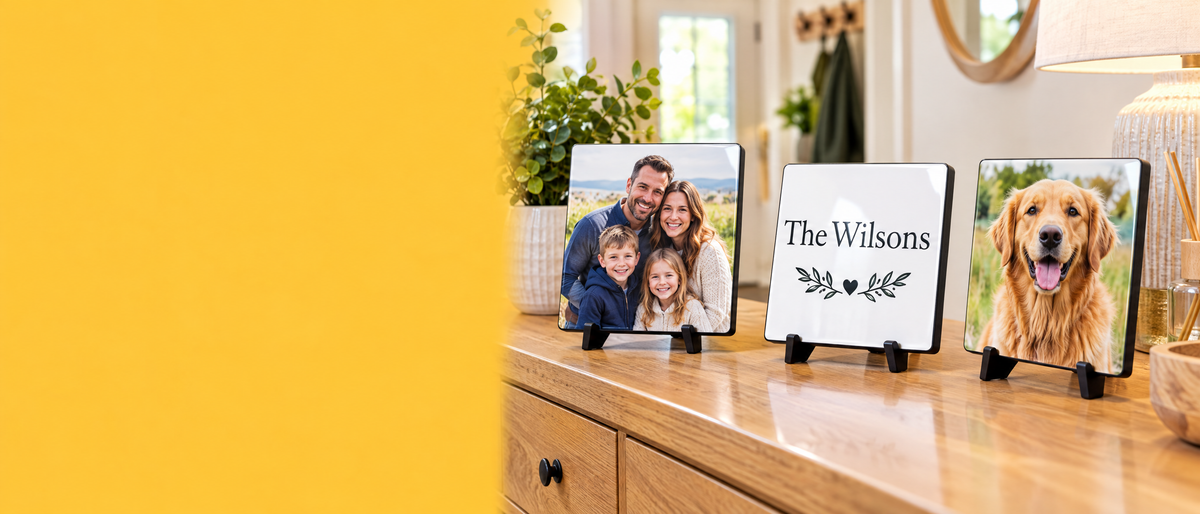 Personalised photo plaques and ceramic tiles collection banner